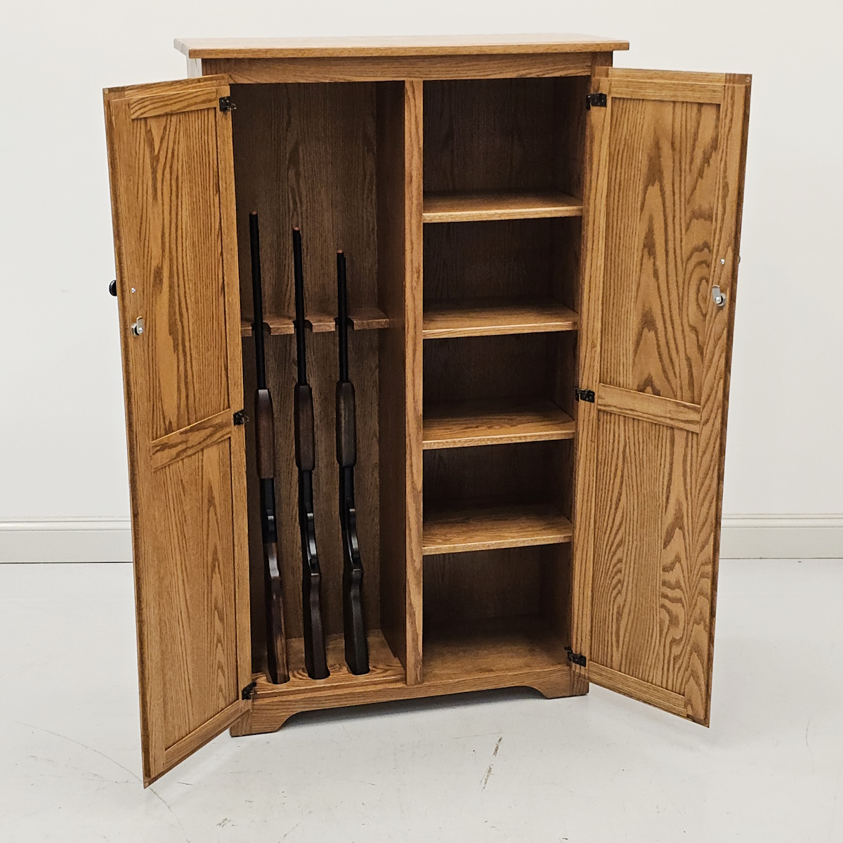 Oak Storage Gun Cabinet – Instock Image